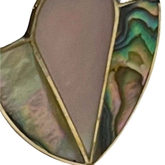 Vintage 1980s Mexico Alpaca MOP Mother of pearl Abalone dangle earrings - Picture 3 of 6